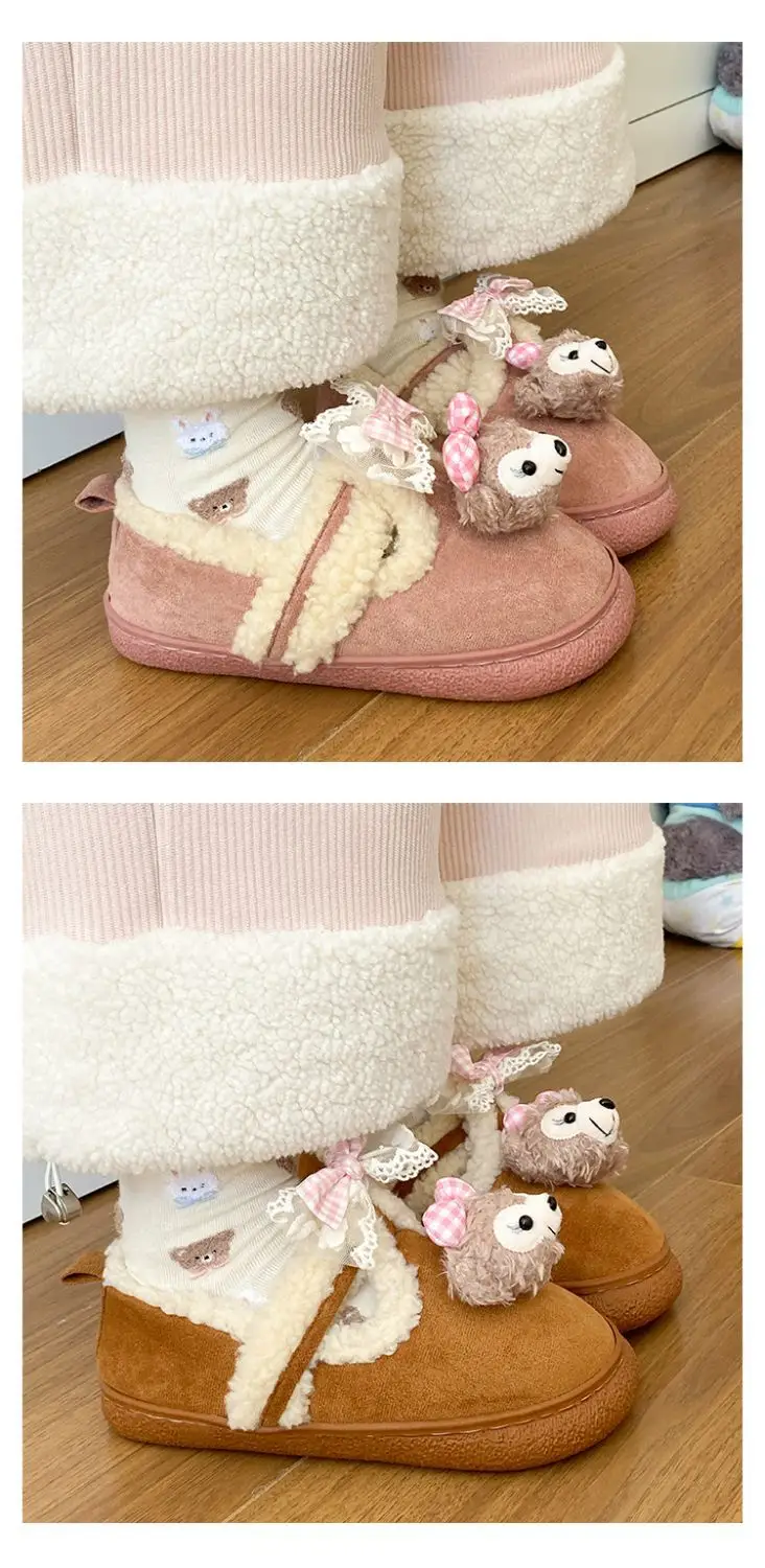 Cute Bear Lined Boots for Girls Winter Warm — feature 19