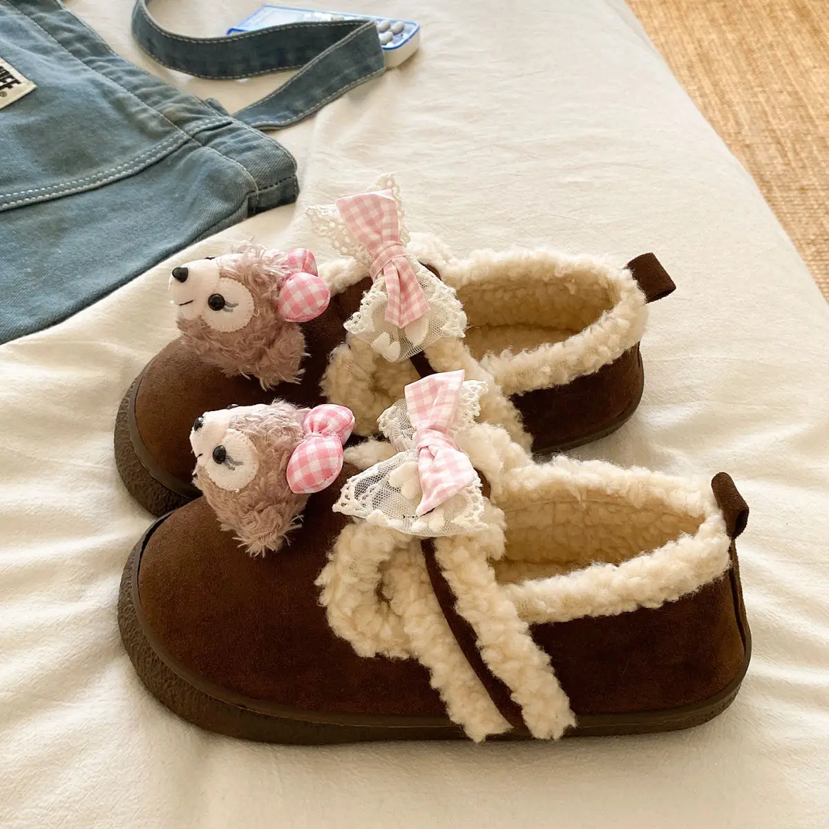 Cute Bear Lined Boots for Girls Winter Warm — feature 22