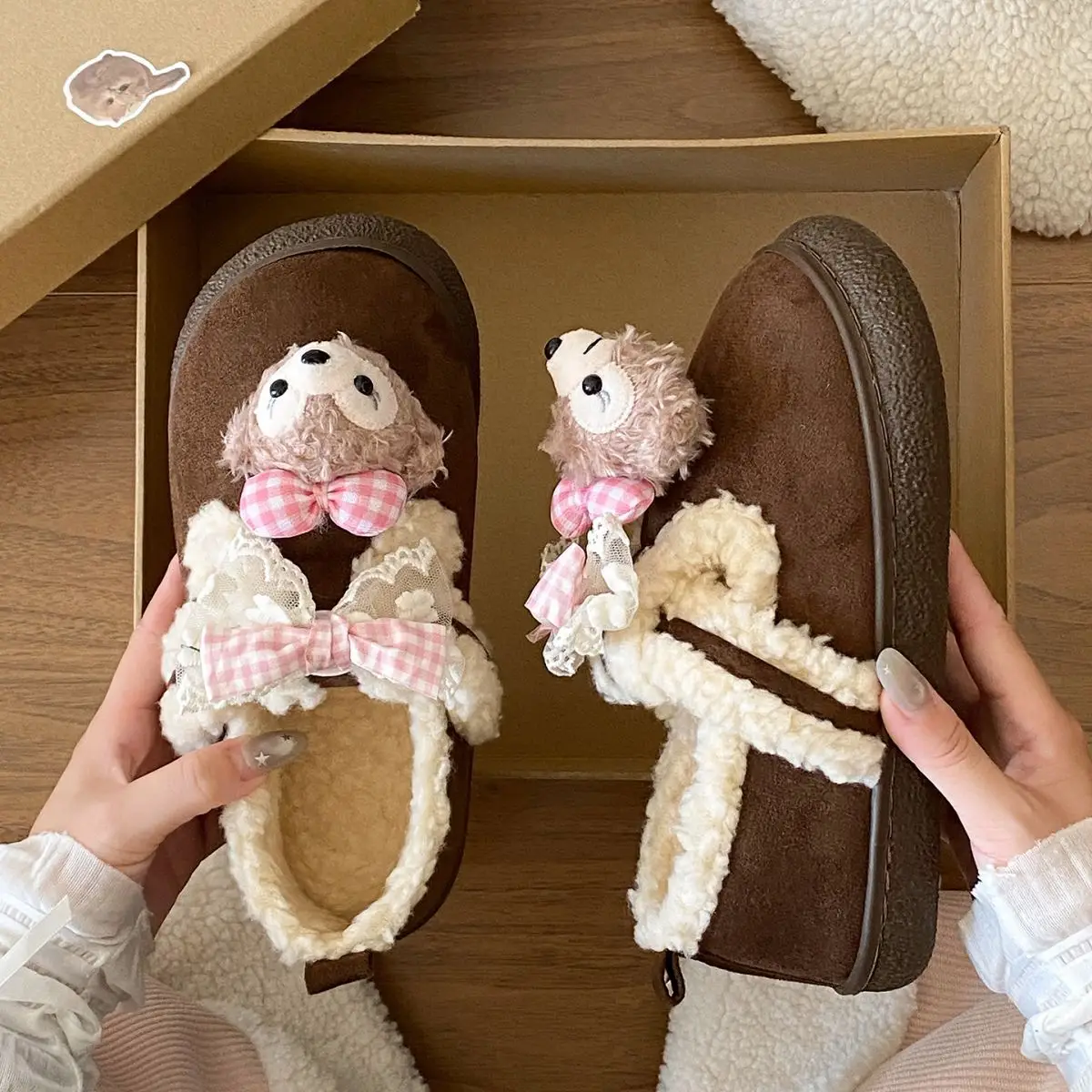 Cute Bear Lined Boots for Girls Winter Warm — feature 23