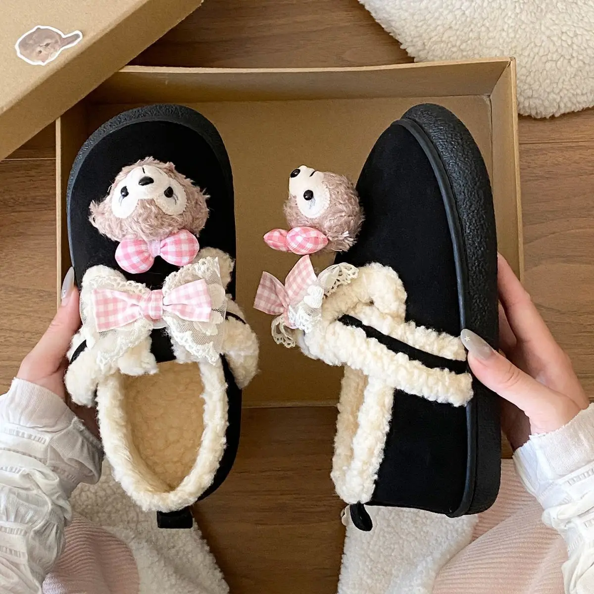 Cute Bear Lined Boots for Girls Winter Warm — feature 24