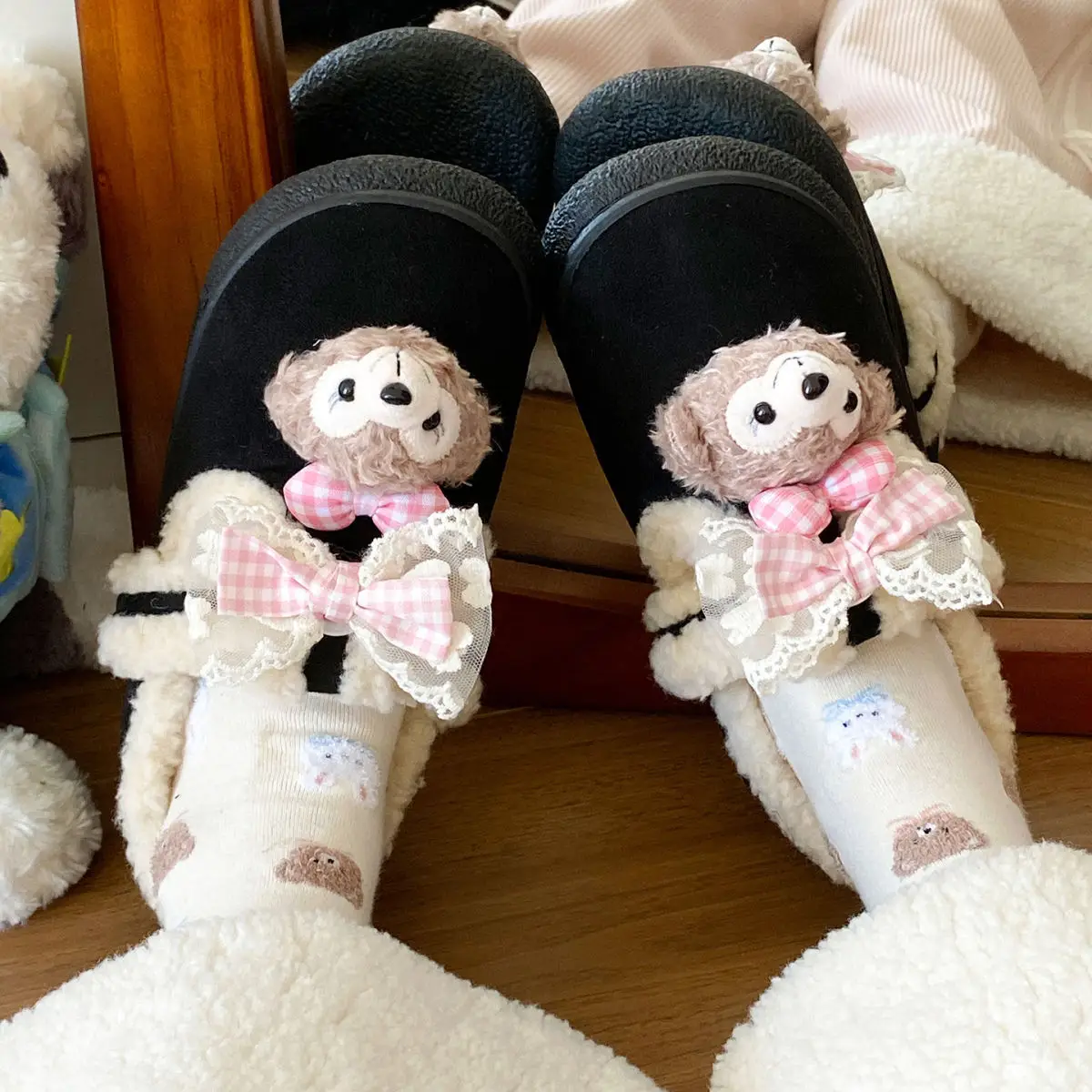 Cute Bear Lined Boots for Girls Winter Warm — feature 25