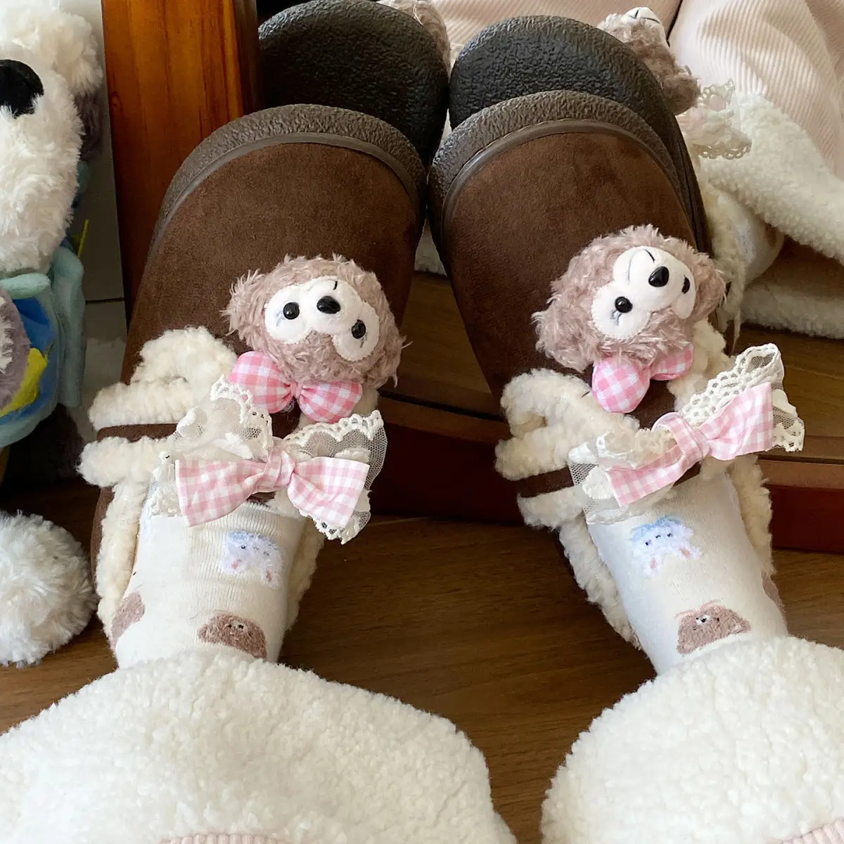 Cute Bear Lined Boots for Girls Winter Warm — feature 26