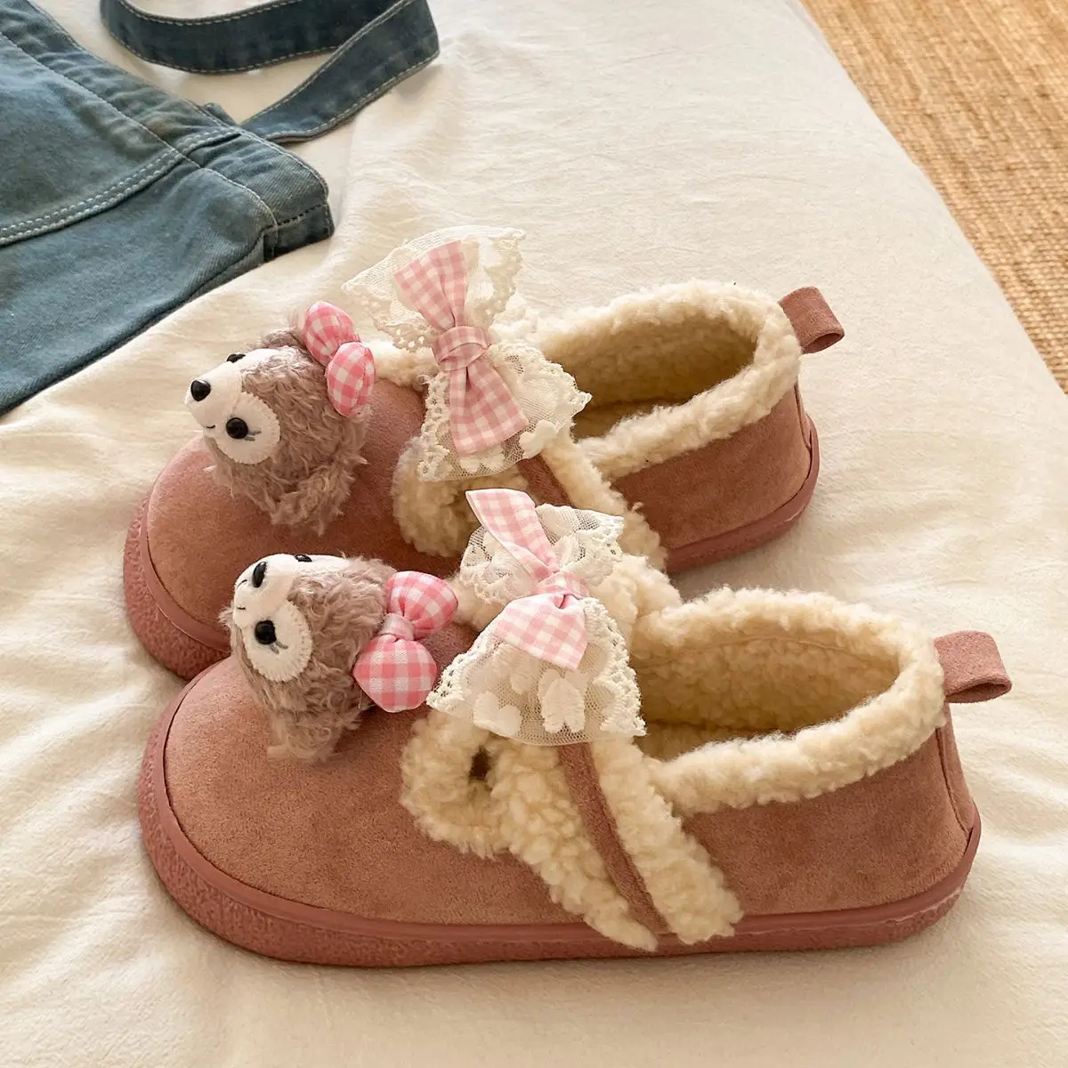 Cute Bear Lined Boots for Girls Winter Warm — feature 29