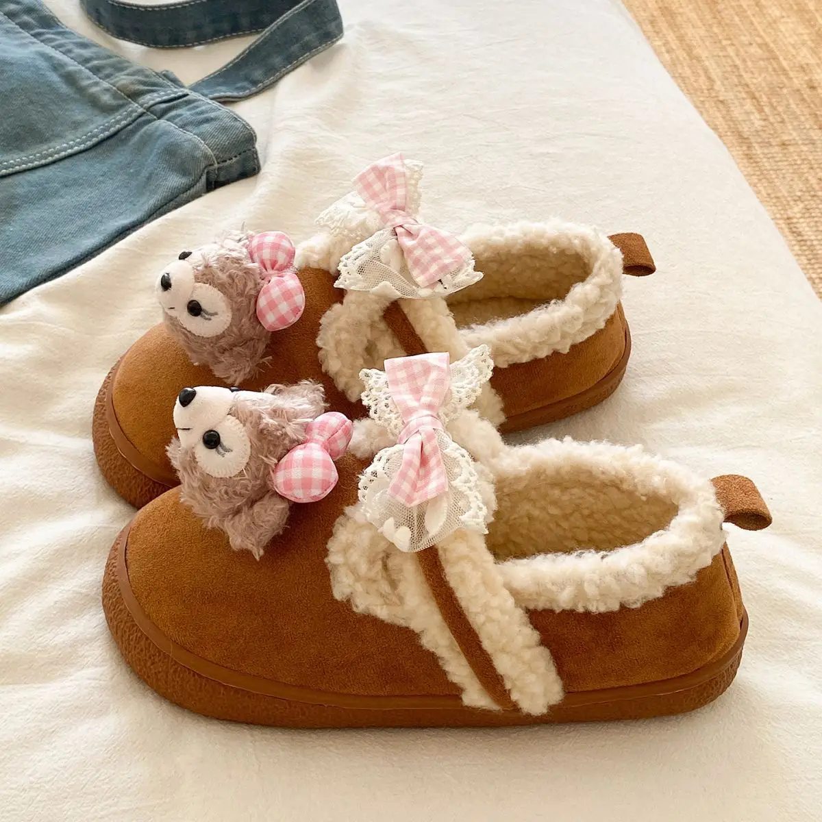 Cute Bear Lined Boots for Girls Winter Warm — feature 30