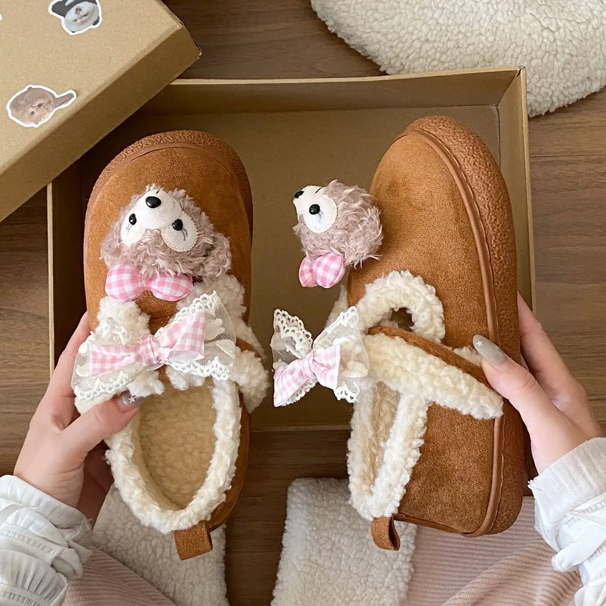Cute Bear Lined Boots for Girls Winter Warm — feature 31