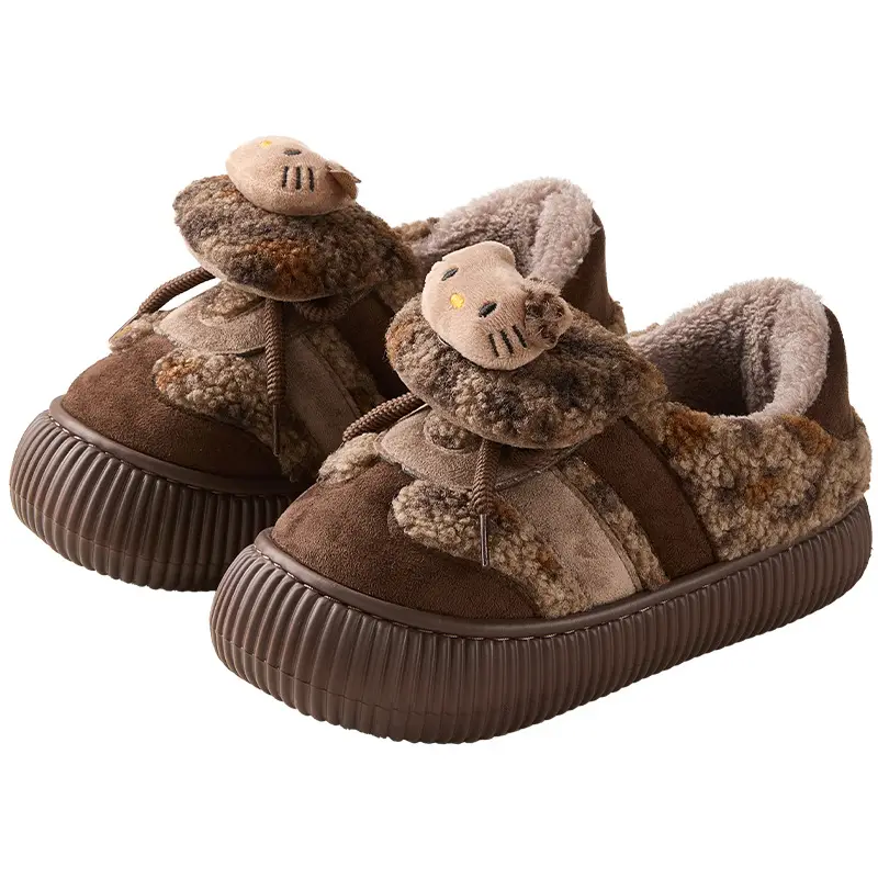 Nanbowan Cute Cartoon Cat Cotton Slippers for Women to Wear Outside in Winter Warm Fleece-Lined Anti-Slip Bag Heel Cotton Slippers - Image 8