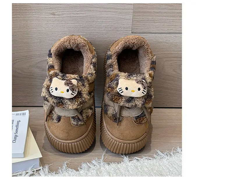 Nanbowan Cute Cartoon Cat Cotton Slippers for Women to Wear Outside in Winter Warm Fleece-Lined Anti-Slip Bag Heel Cotton Slippers — feature 11