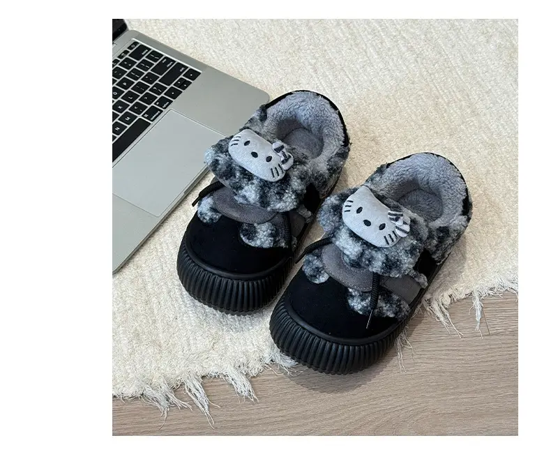 Nanbowan Cute Cartoon Cat Cotton Slippers for Women to Wear Outside in Winter Warm Fleece-Lined Anti-Slip Bag Heel Cotton Slippers — feature 12