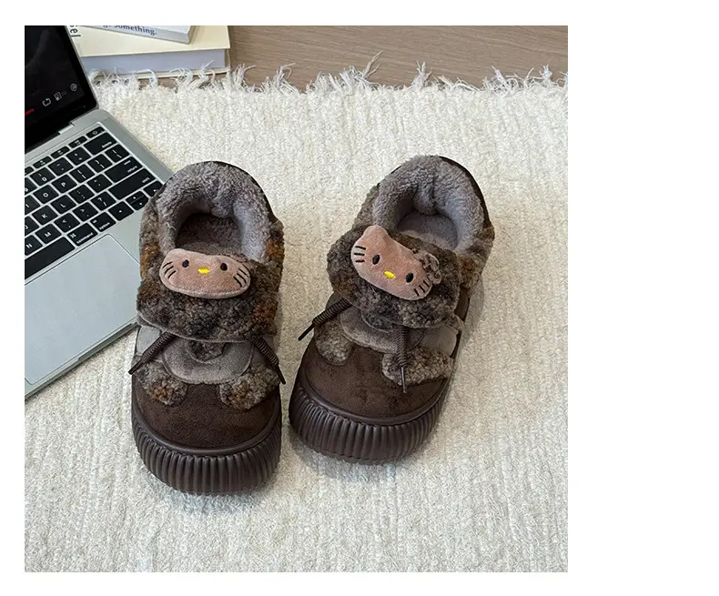 Nanbowan Cute Cartoon Cat Cotton Slippers for Women to Wear Outside in Winter Warm Fleece-Lined Anti-Slip Bag Heel Cotton Slippers — feature 13