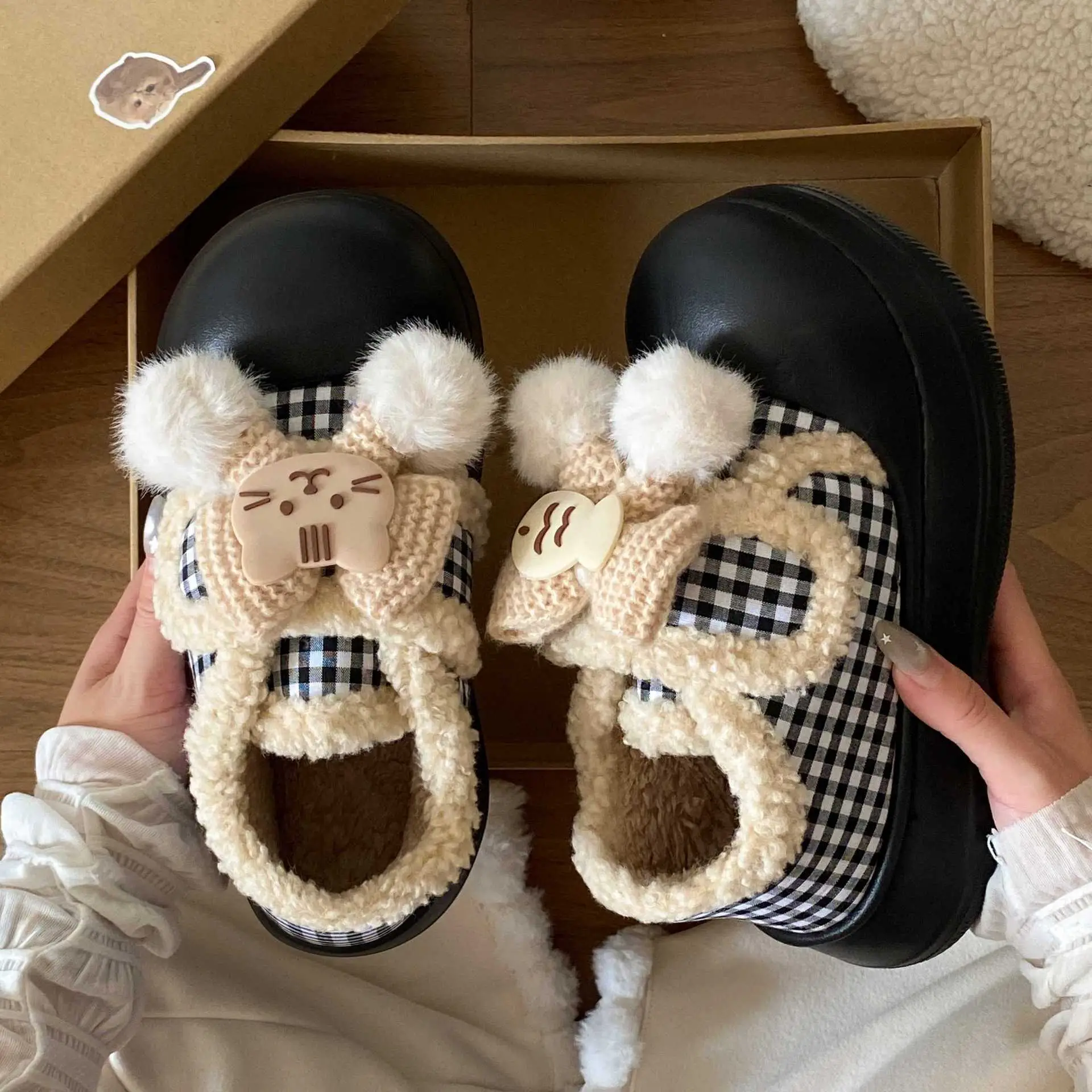 Women's Winter Plaid Thick Soled Shoes - Image 5
