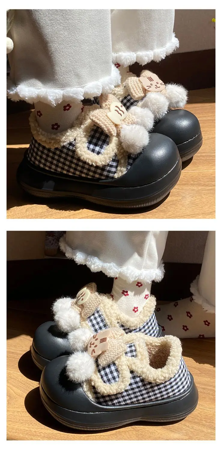 Women's Winter Plaid Thick Soled Shoes — feature 14