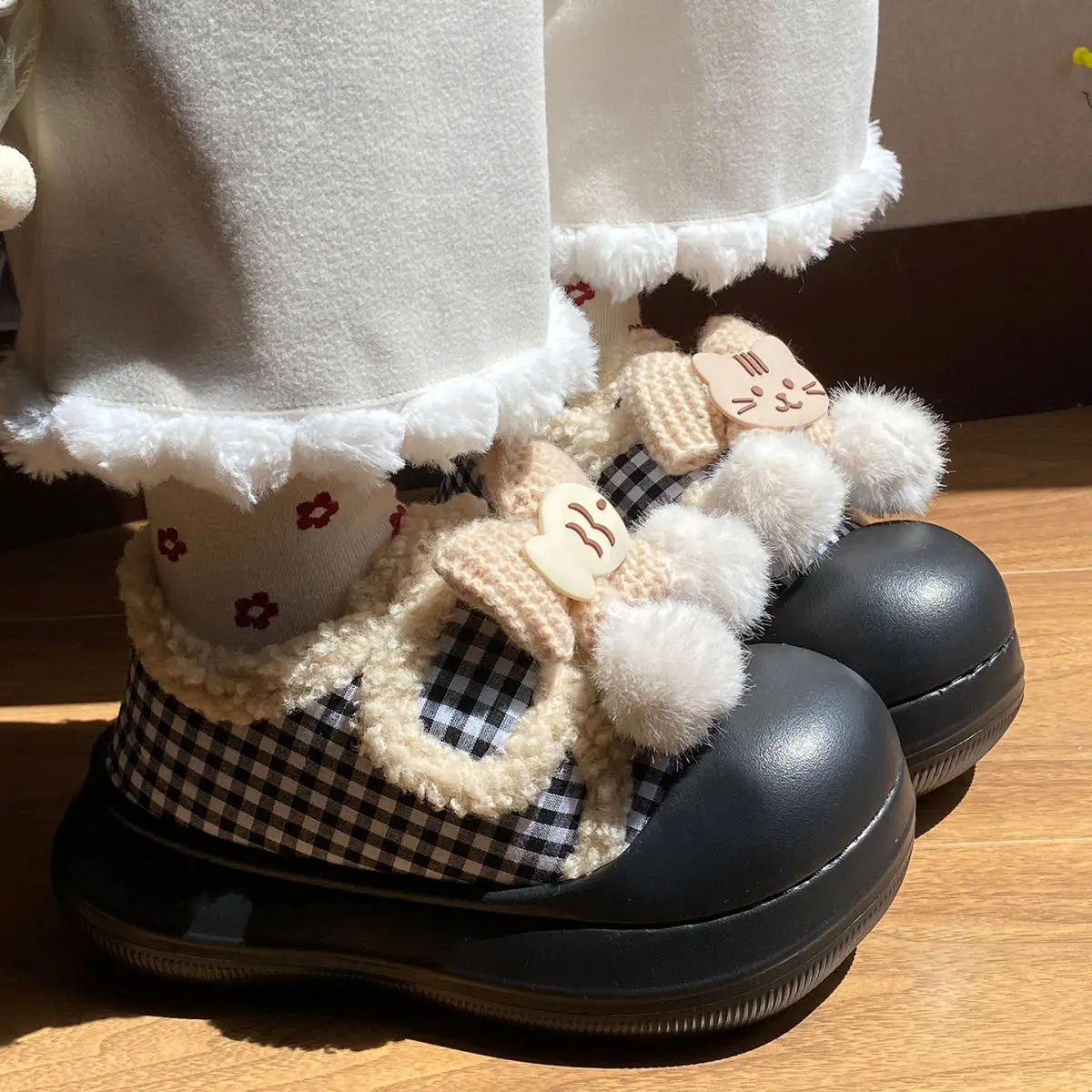 Women's Winter Plaid Thick Soled Shoes — feature 27