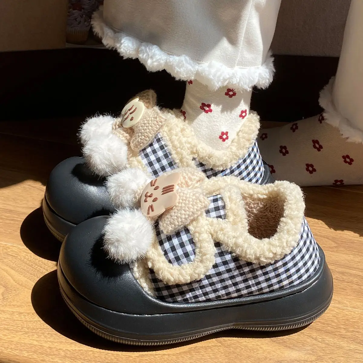 Women's Winter Plaid Thick Soled Shoes — feature 28