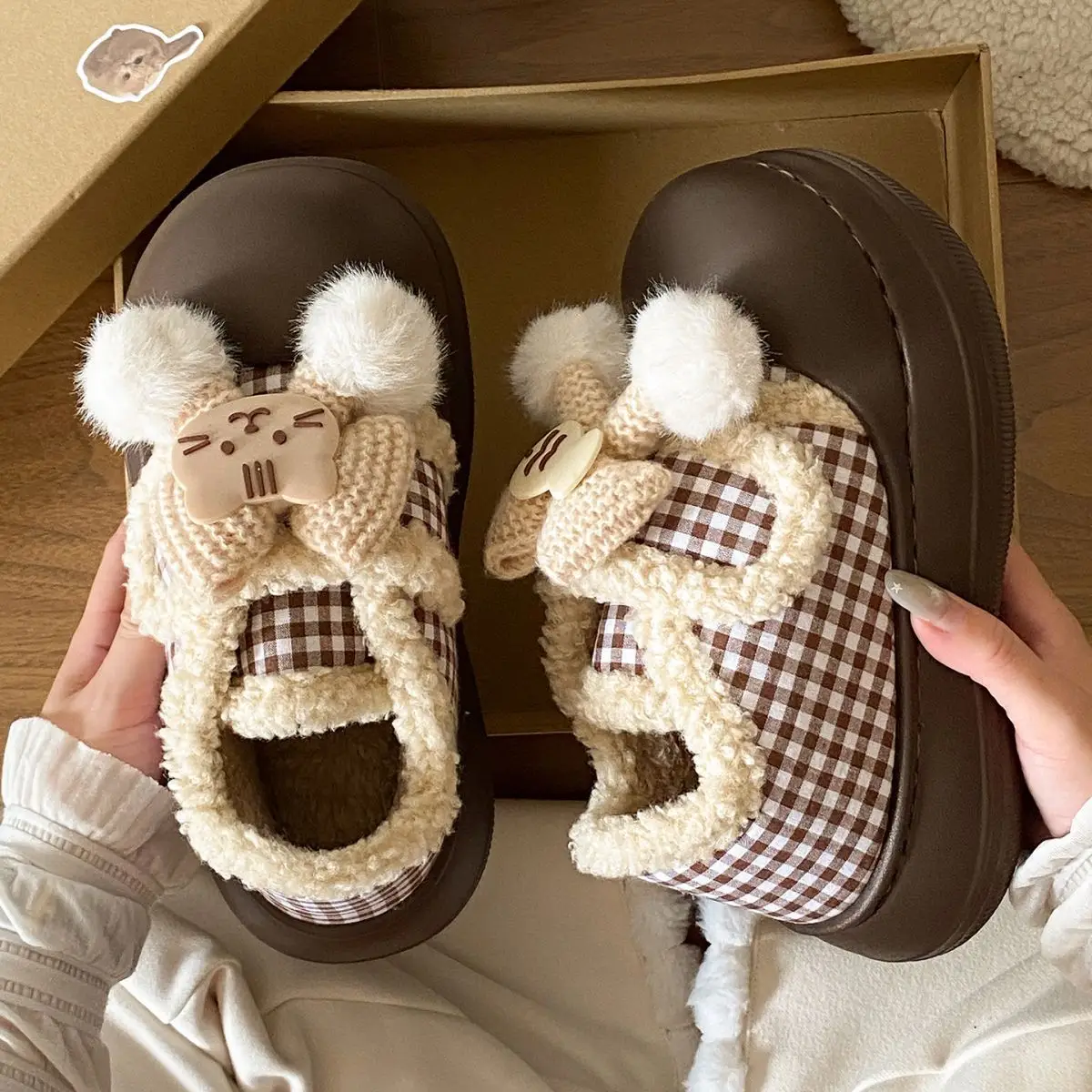 Women's Winter Plaid Thick Soled Shoes — feature 31