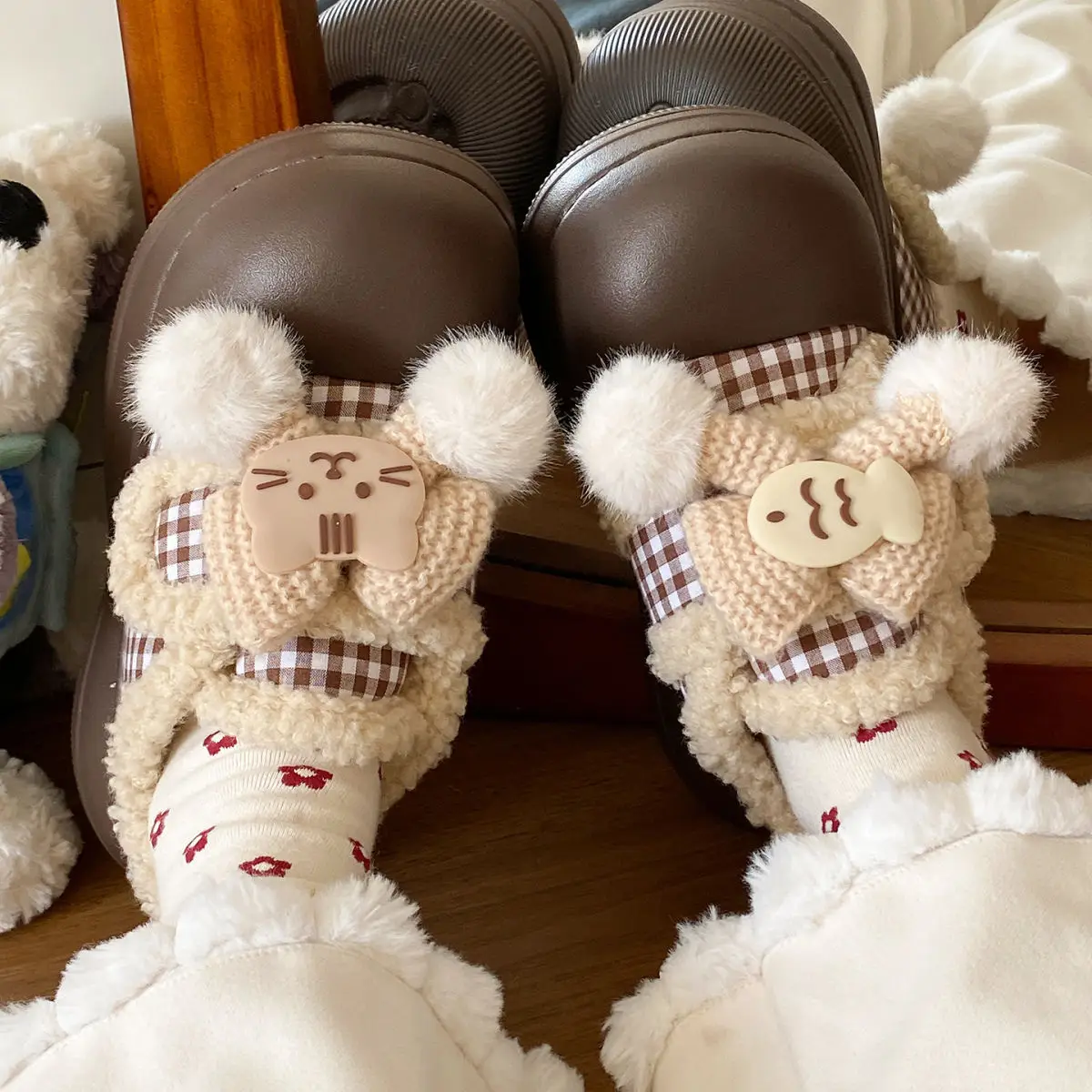 Women's Winter Plaid Thick Soled Shoes — feature 32