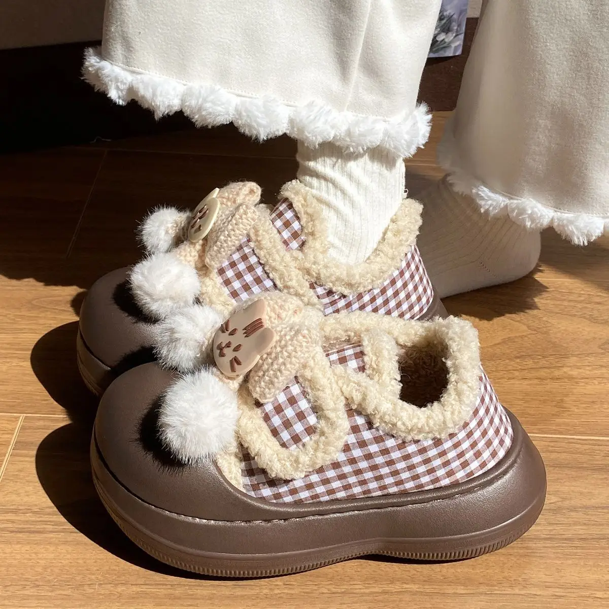 Women's Winter Plaid Thick Soled Shoes — feature 33