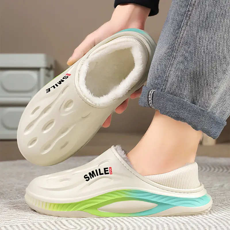 Couple's Cotton Shoes 2025 Winter New Style Men's and Women's Fleece-Lined Home Casual Closed-Back Cotton Shoes Non-Slip Home Slippers with Extra Cotton