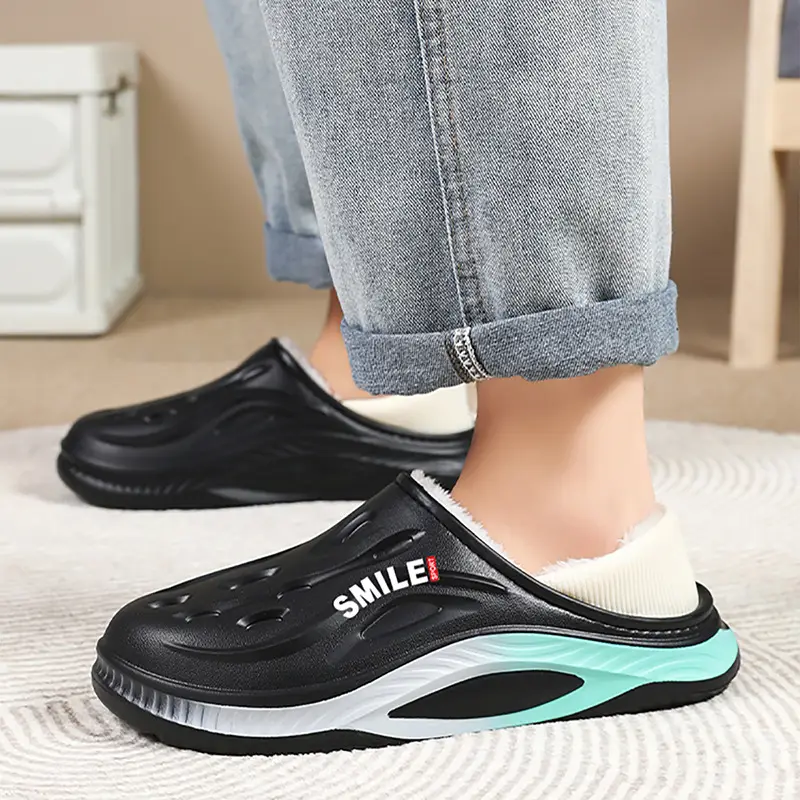 Couple's Cotton Shoes 2025 Winter New Style Men's and Women's Fleece-Lined Home Casual Closed-Back Cotton Shoes Non-Slip Home Slippers with Extra Cotton