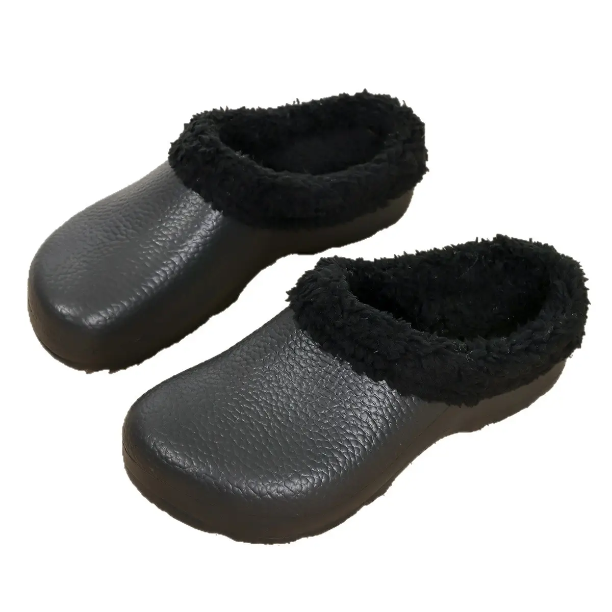 2025 Winter Women's Fleece Lined Wool Slippers Black - Image 6