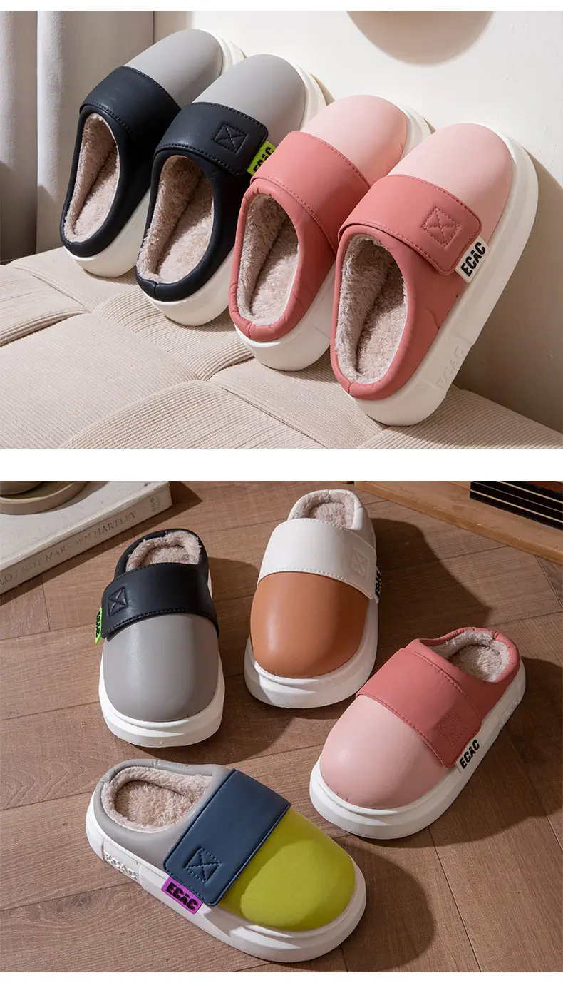 Cotton Slippers for Women Eva Waterproof Velcro Outer Wear Cotton Shoes Non-Slip Indoor and Outdoor Warm Thick-Soled Couple Slippers for Men Winter — feature 8