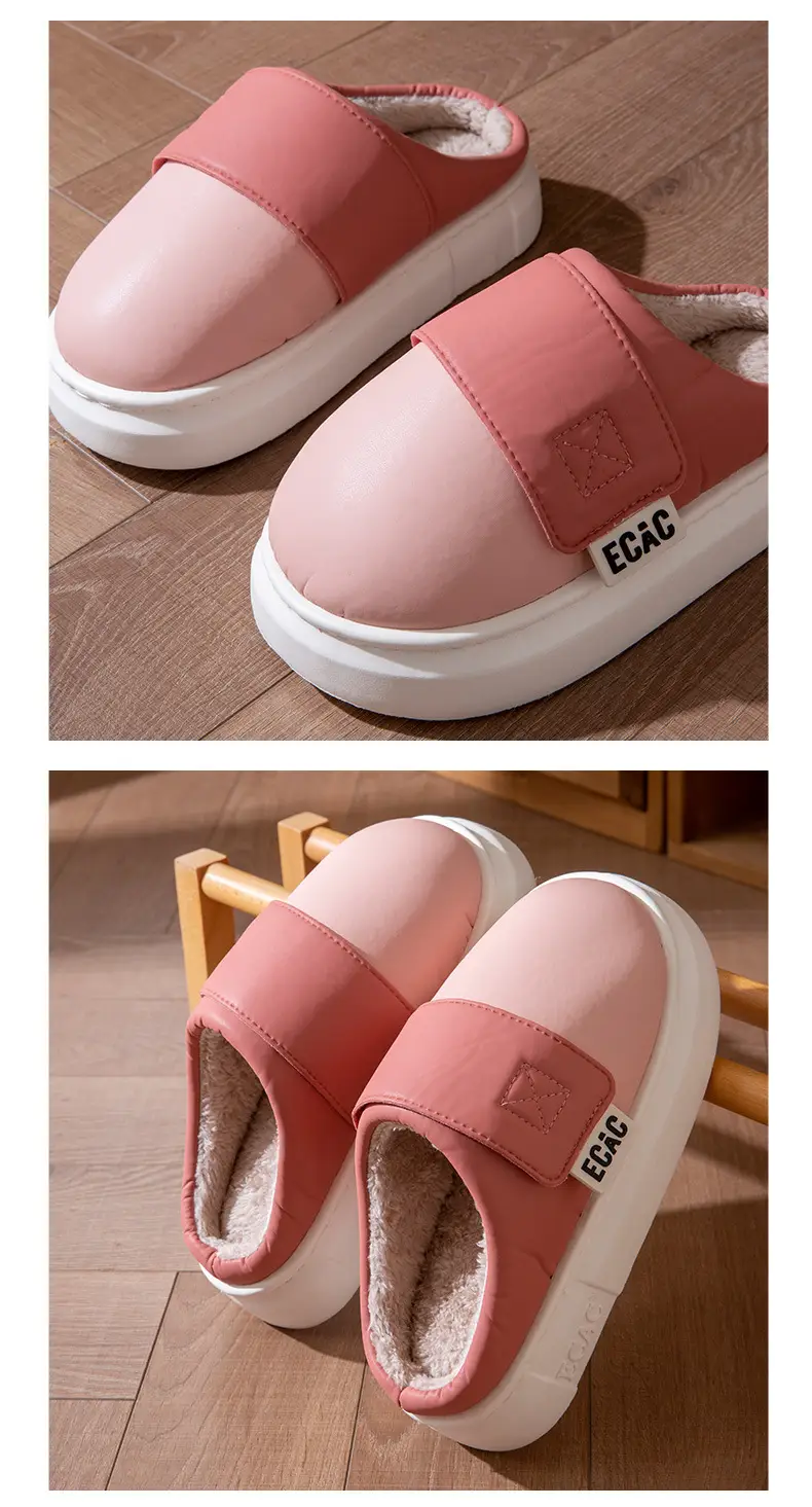Cotton Slippers for Women Eva Waterproof Velcro Outer Wear Cotton Shoes Non-Slip Indoor and Outdoor Warm Thick-Soled Couple Slippers for Men Winter — feature 9