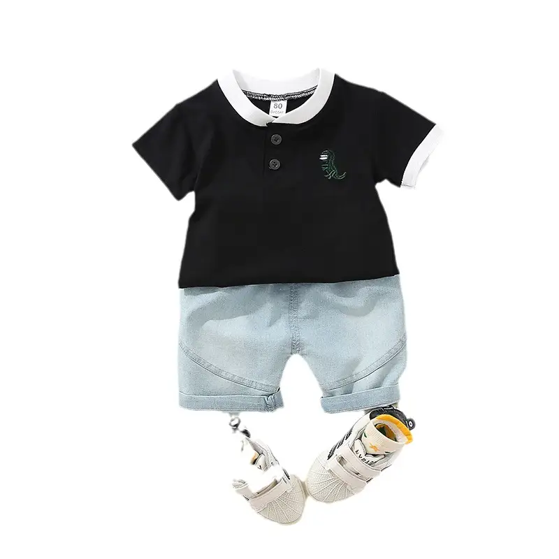 Kids Korean Style Short Sleeve Polo Shirt & Shorts Set