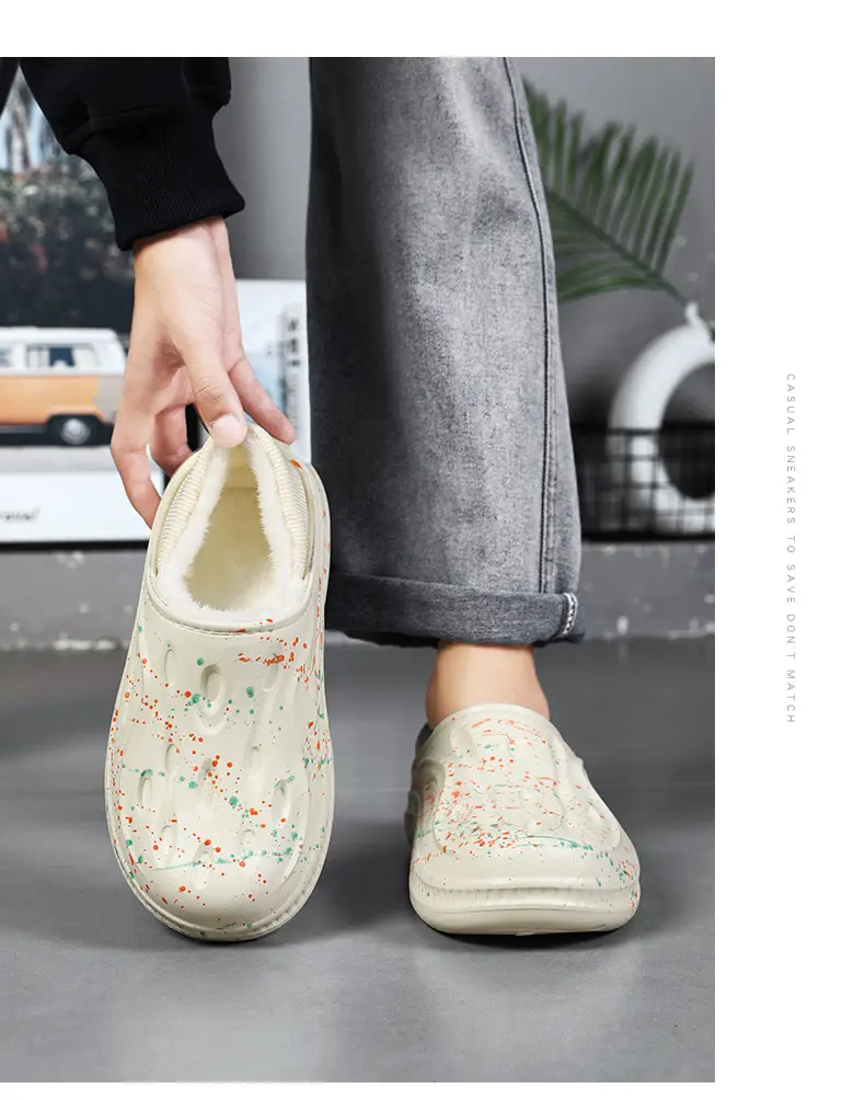 Fleece-Lined and Cotton-Padded Clogs for Outdoor Wear, Cotton Slippers for Home, High-End Feel, Slip-On Winter Starry Cotton Shoes for Men — feature 10