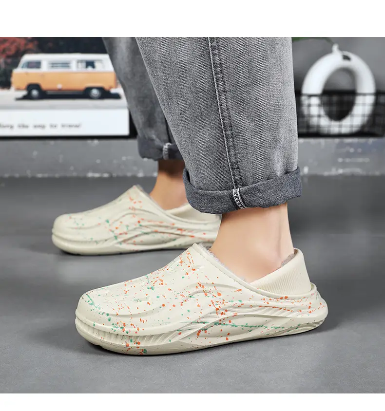 Fleece-Lined and Cotton-Padded Clogs for Outdoor Wear, Cotton Slippers for Home, High-End Feel, Slip-On Winter Starry Cotton Shoes for Men — feature 11