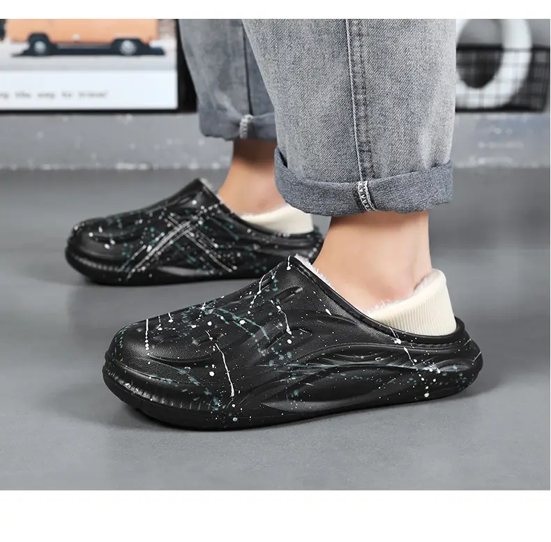 Fleece-Lined and Cotton-Padded Clogs for Outdoor Wear, Cotton Slippers for Home, High-End Feel, Slip-On Winter Starry Cotton Shoes for Men — feature 14