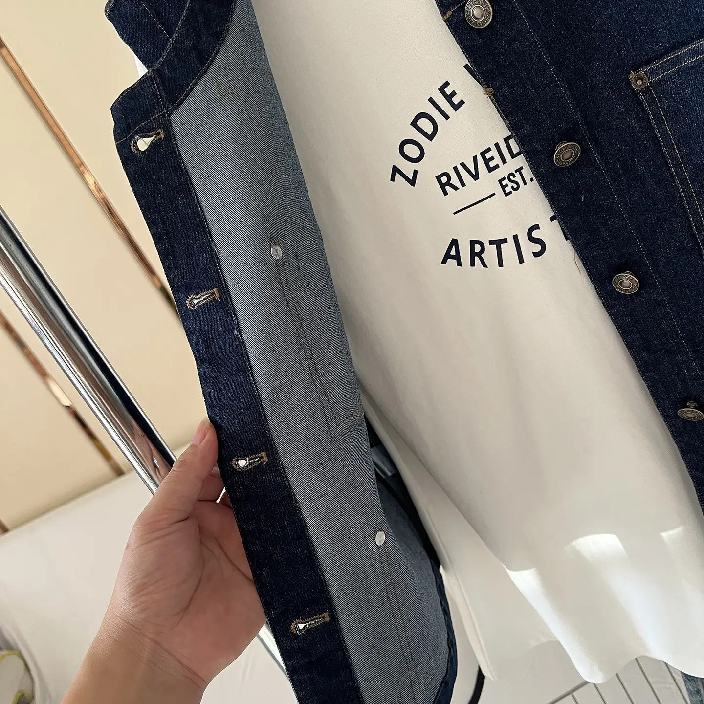Vintage Denim Vest Jacket with Sunglasses & Sleeveless Layered Vest — feature 10