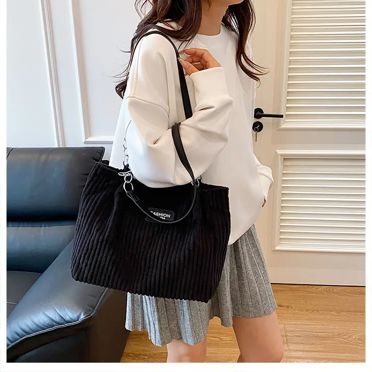 2025 New Spring Handbags Velvet Tote Bag Set - Image 8