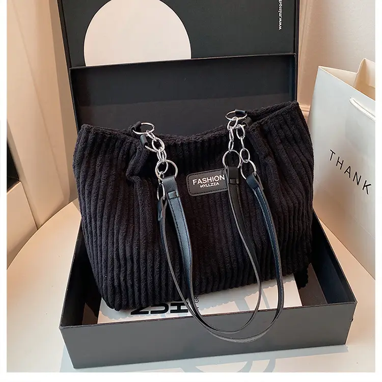 2025 New Spring Handbags Velvet Tote Bag Set - Image 2