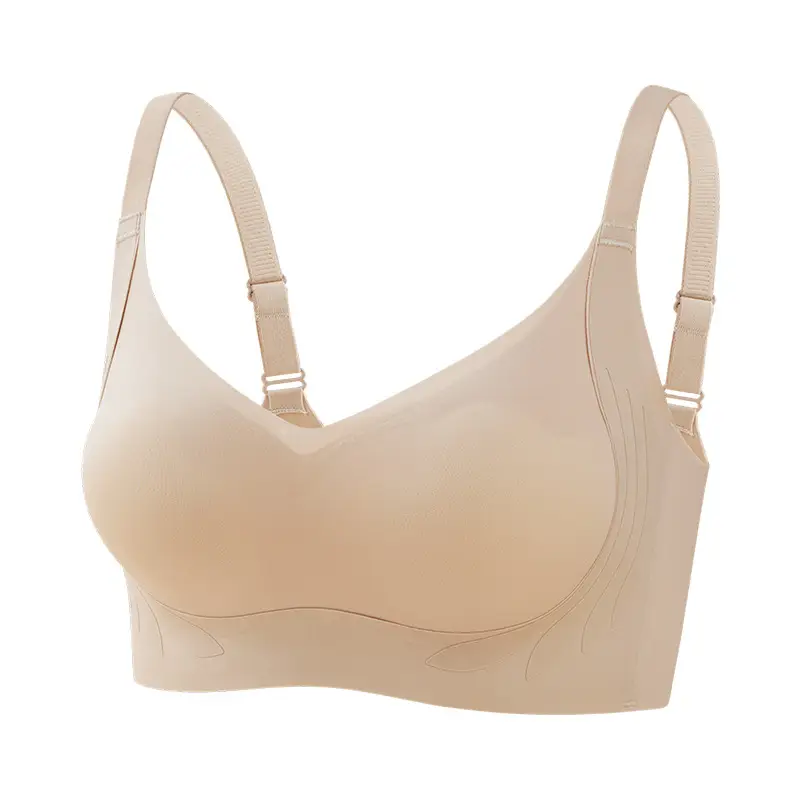 Seamless Women's Anti-Sagging Soft Support Cat Paw Cup Thin Large Bust Minimizing Push-Up Beautiful Back Side Breast Gathering Bra