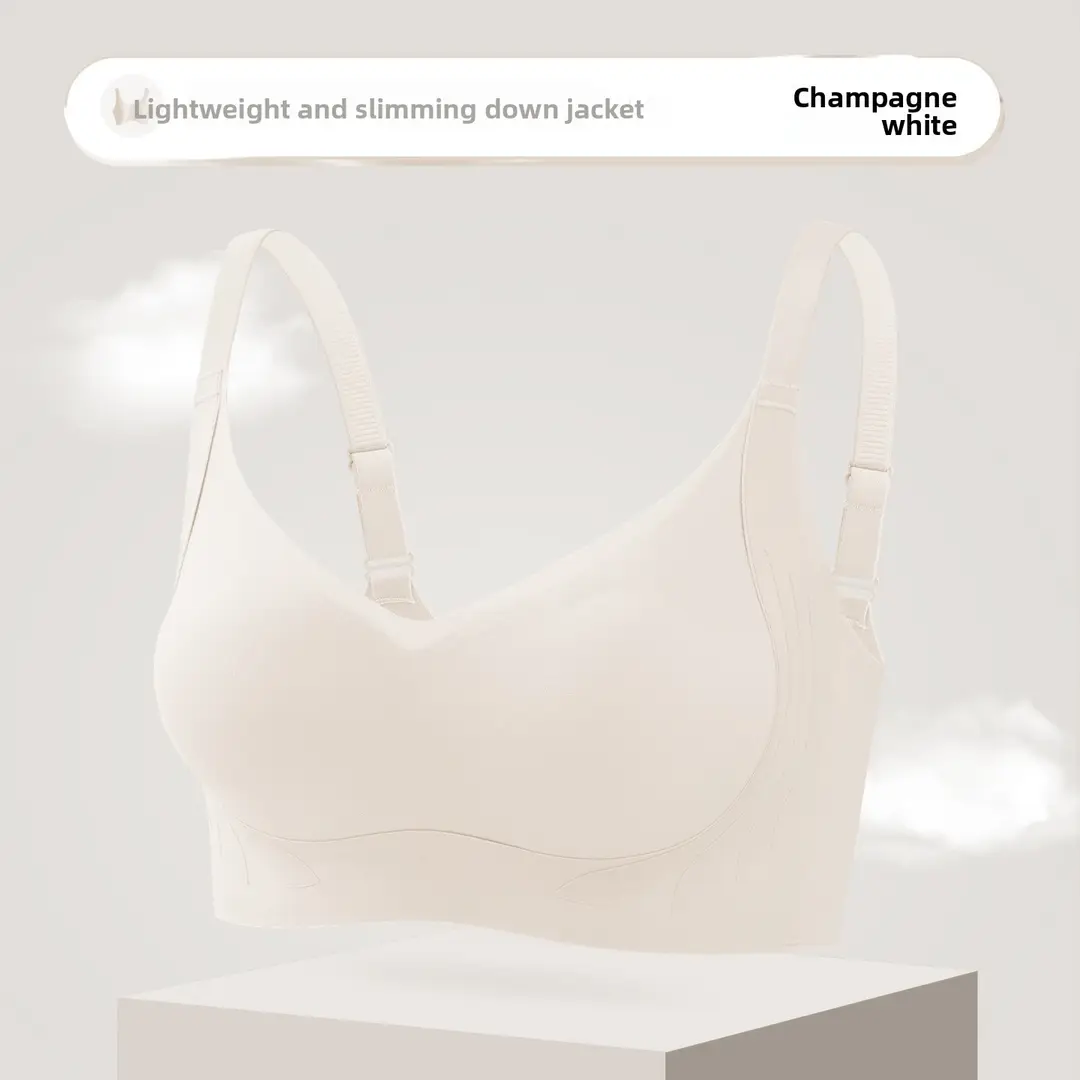 Seamless Women's Anti-Sagging Soft Support Cat Paw Cup Thin Large Bust Minimizing Push-Up Beautiful Back Side Breast Gathering Bra