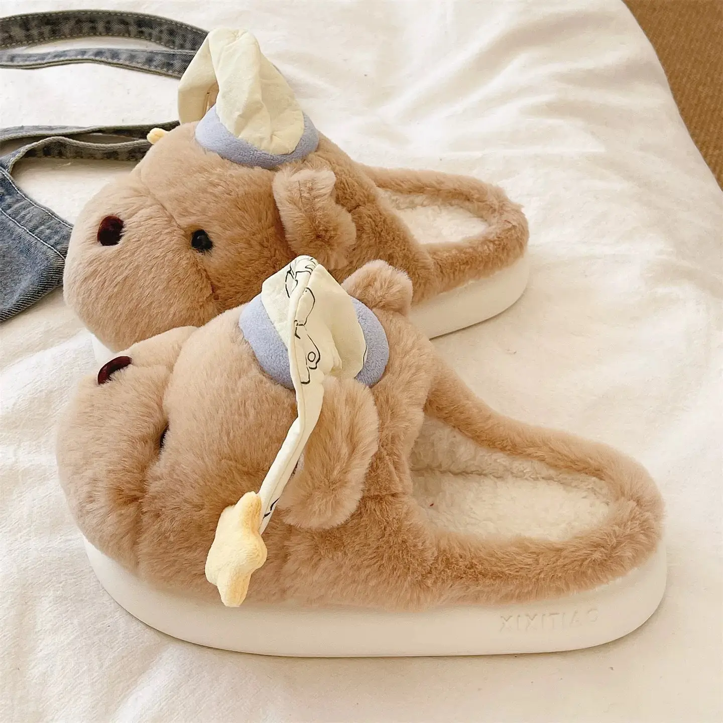 Cute Bear Plush Winter Slippers for Women - Image 3