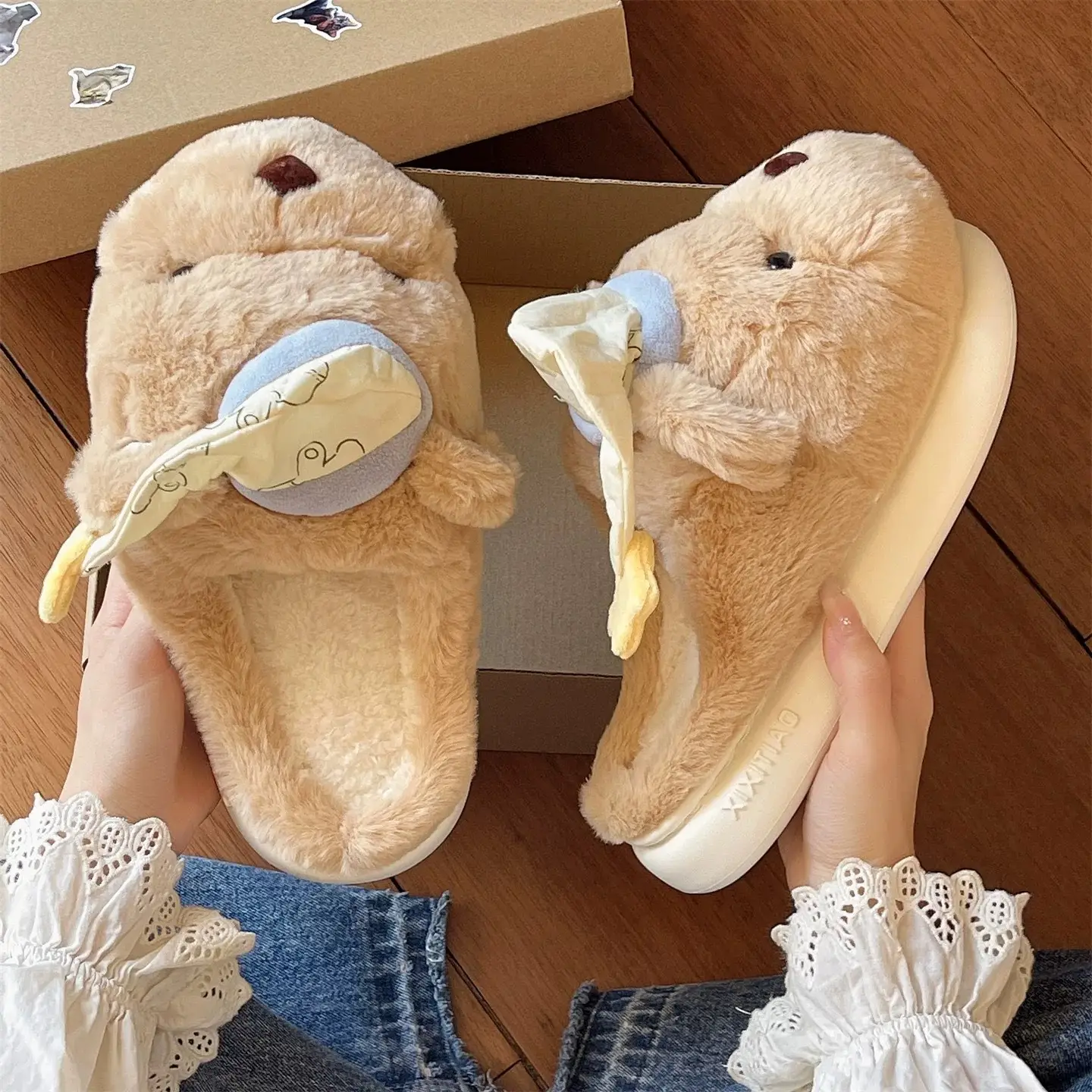 Cute Bear Plush Winter Slippers for Women - Image 6