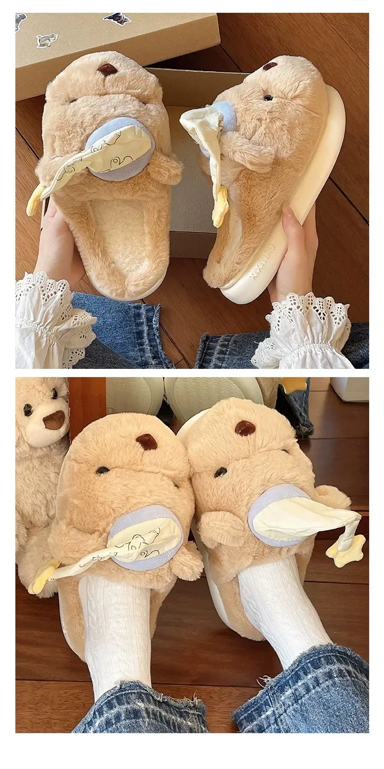Cute Bear Plush Winter Slippers for Women — feature 7