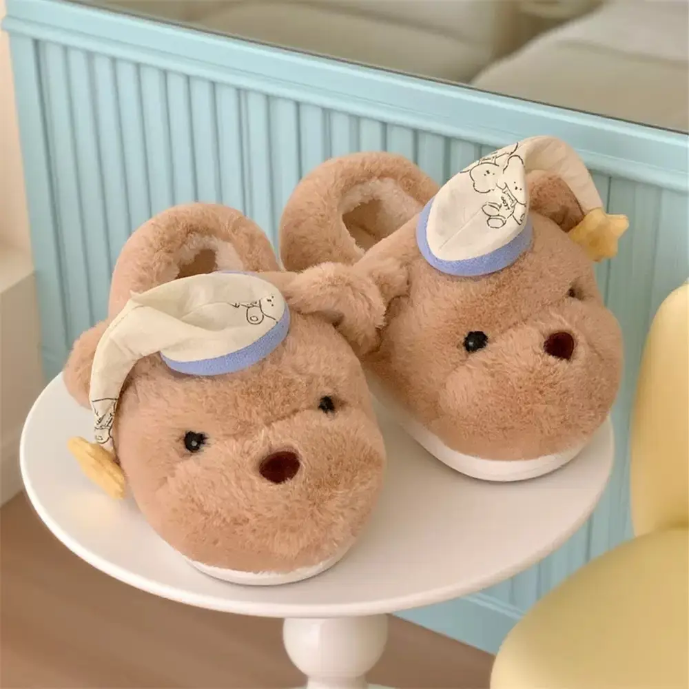 Cute Bear Plush Winter Slippers for Women - Image 2