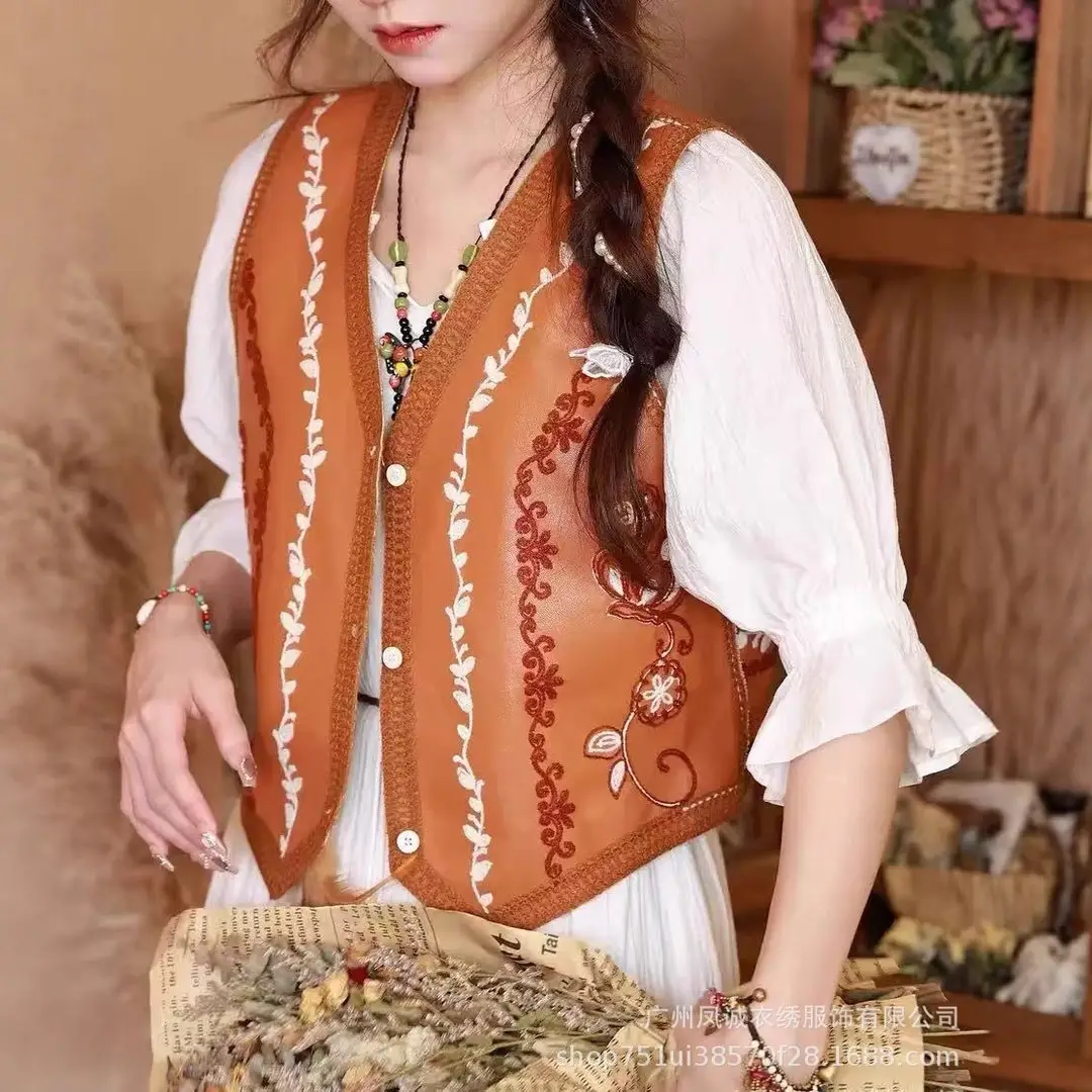 Early Autumn Bohemian Heavy Embroidery Vest Vest Women's Travel Wear Western Vest Top - Image 13