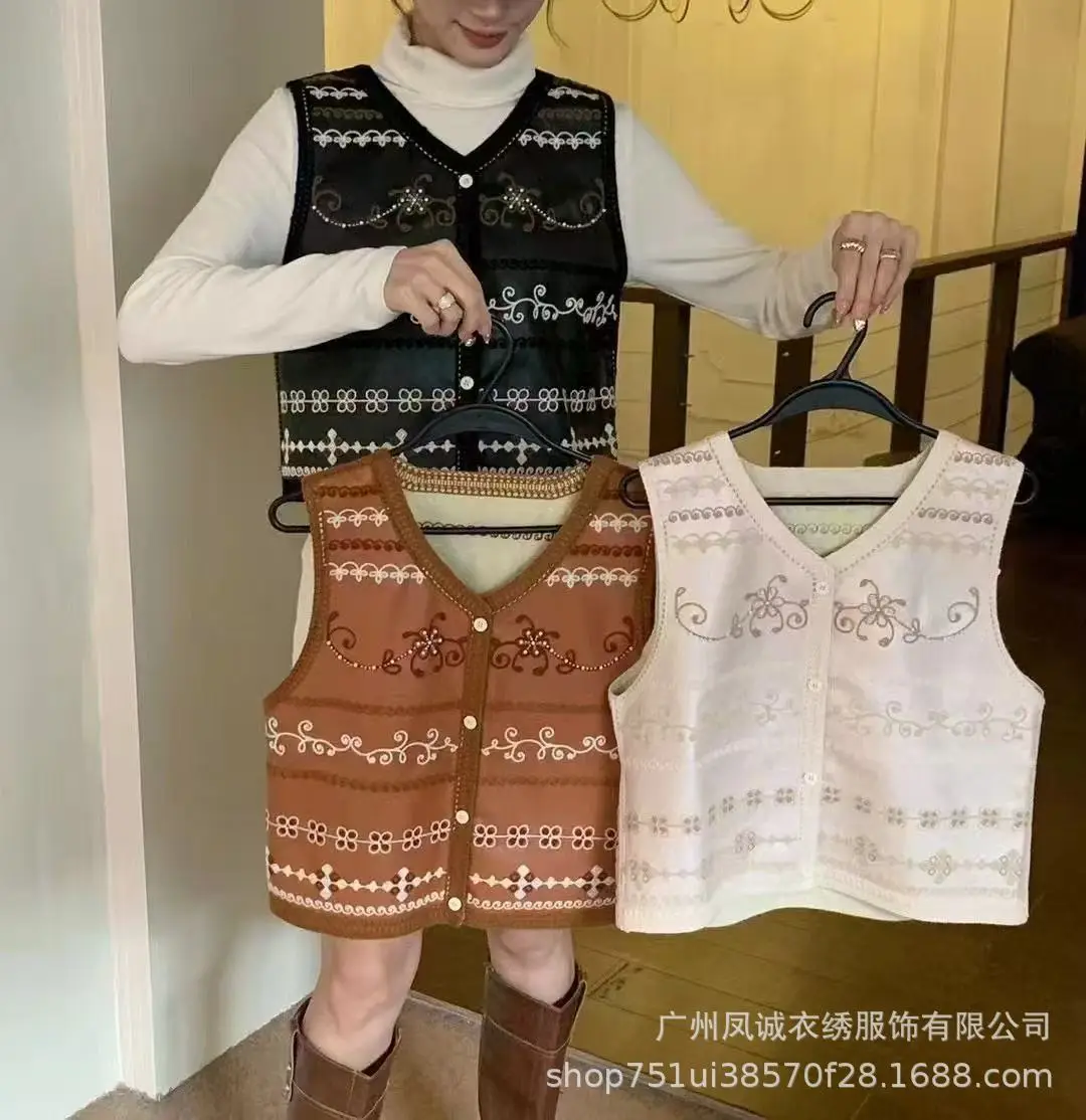 Early Autumn Bohemian Heavy Embroidery Vest Vest Women's Travel Wear Western Vest Top - Image 5