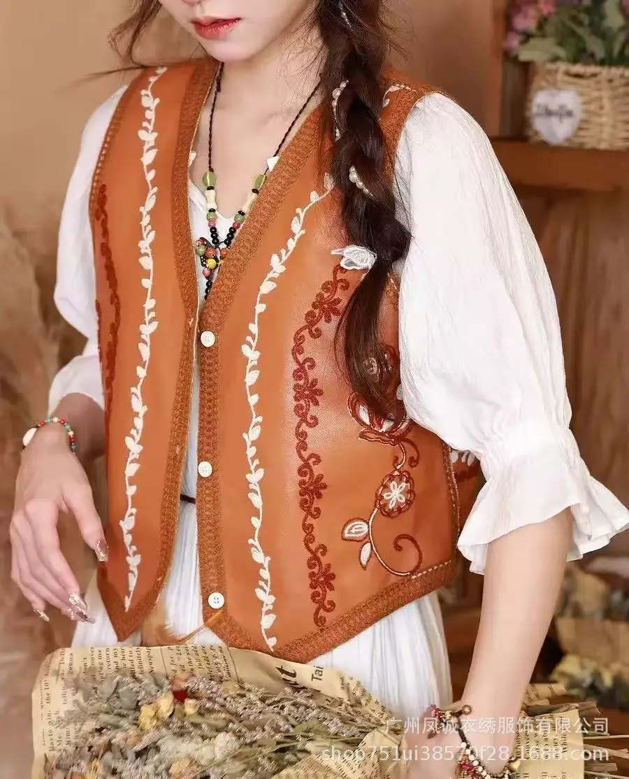 Early Autumn Bohemian Heavy Embroidery Vest Vest Women's Travel Wear Western Vest Top - Image 7