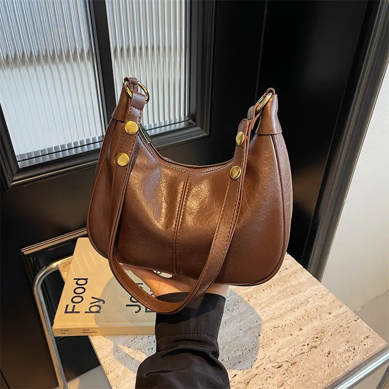Women's Brown PU Leather Shoulder Bag Autumn Winter - Image 4