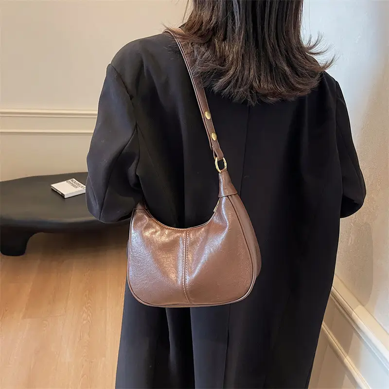 Women's Brown PU Leather Shoulder Bag Autumn Winter - Image 5