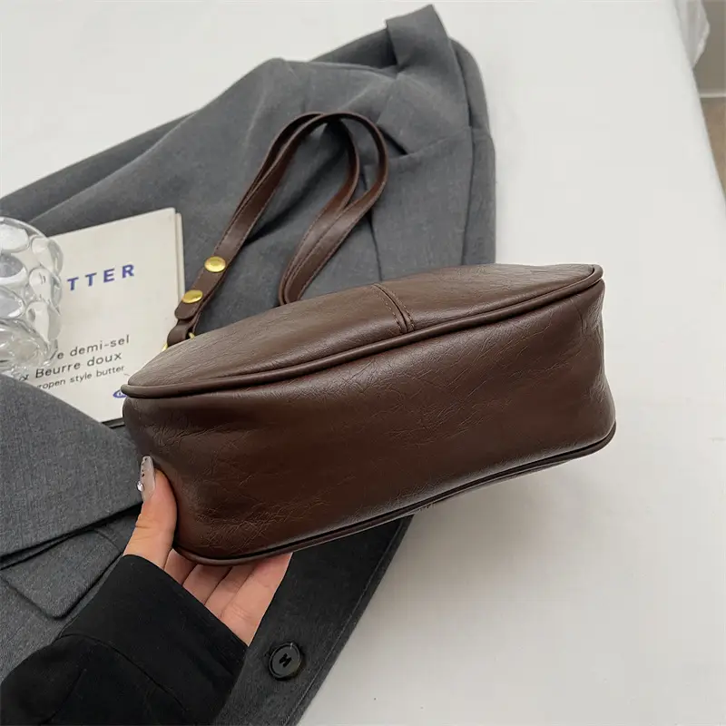 Women's Brown PU Leather Shoulder Bag Autumn Winter - Image 7