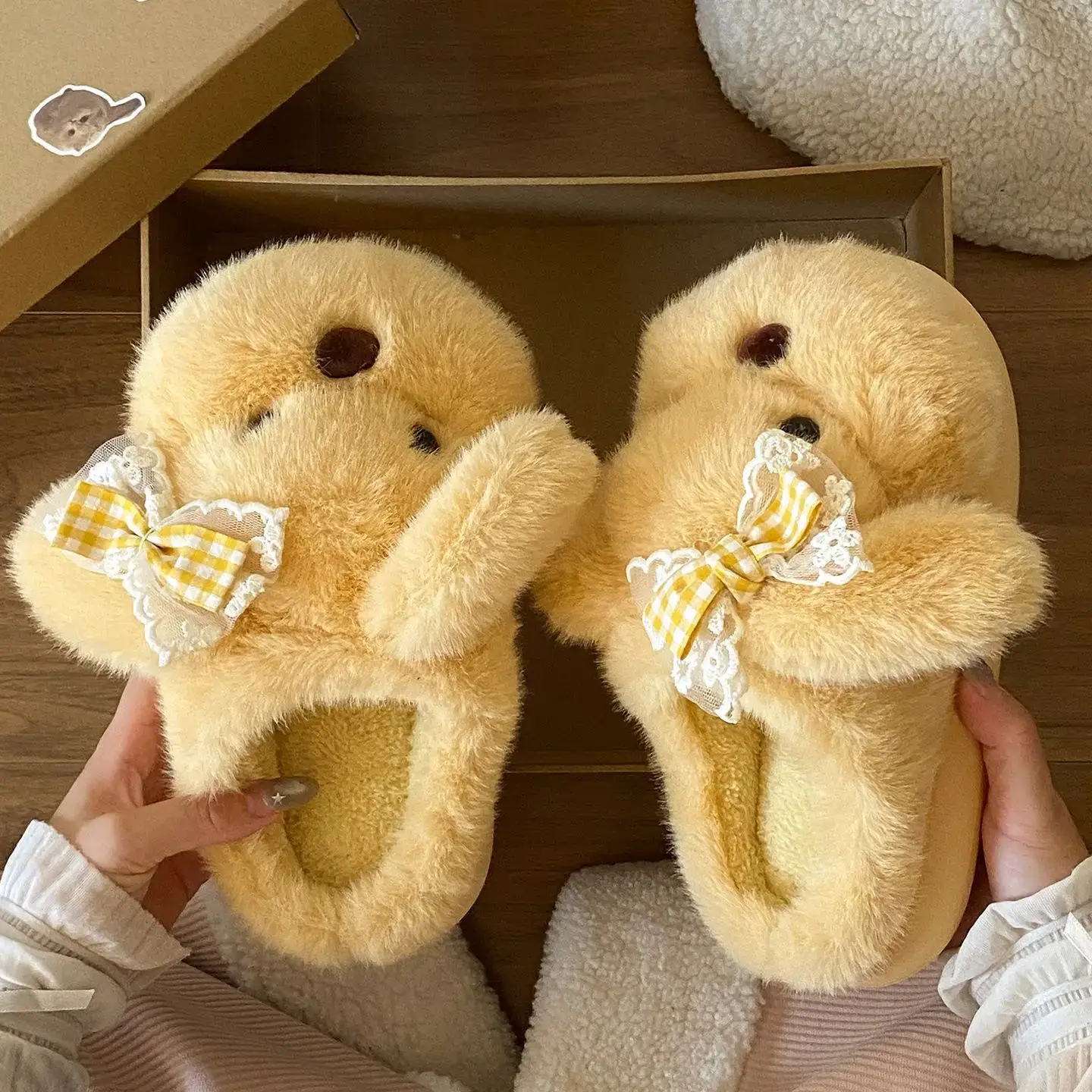 2025 Cartoon Bow Stuffed Cotton Slippers for Girls - Image 2