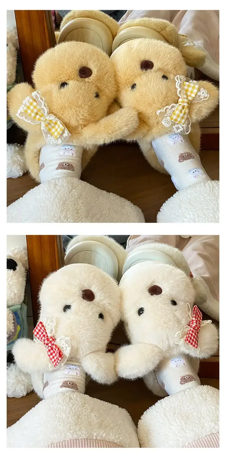 2025 Cartoon Bow Stuffed Cotton Slippers for Girls — feature 14