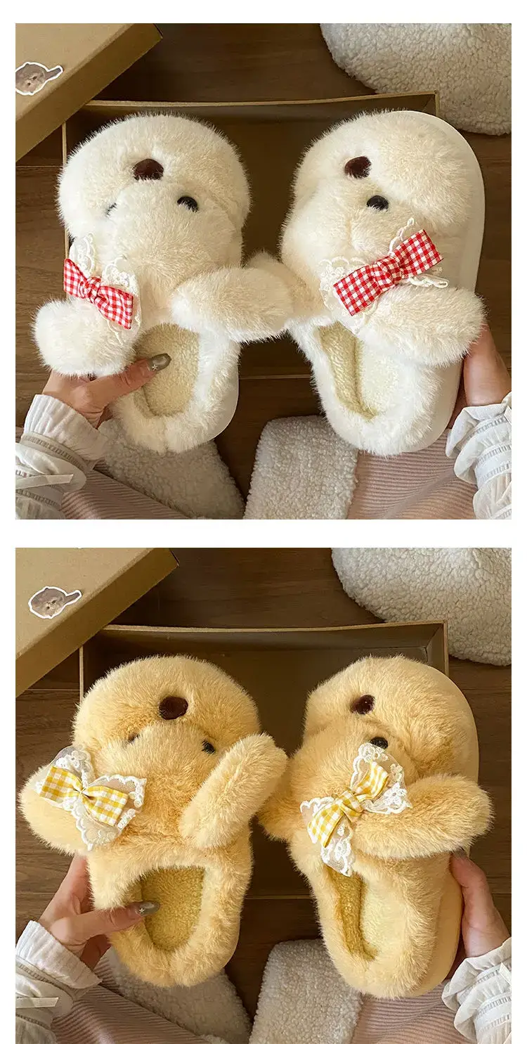 2025 Cartoon Bow Stuffed Cotton Slippers for Girls — feature 20