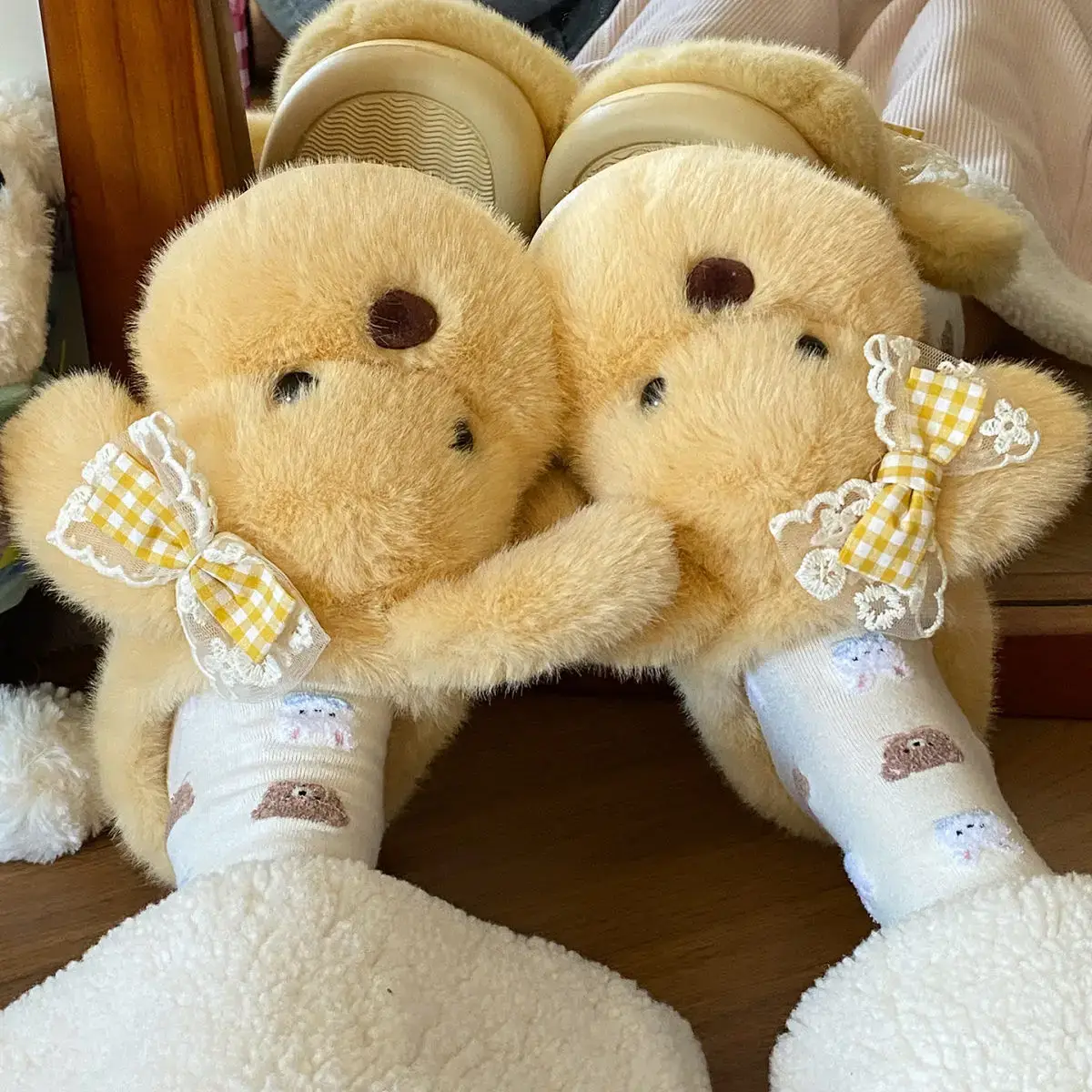 2025 Cartoon Bow Stuffed Cotton Slippers for Girls — feature 23