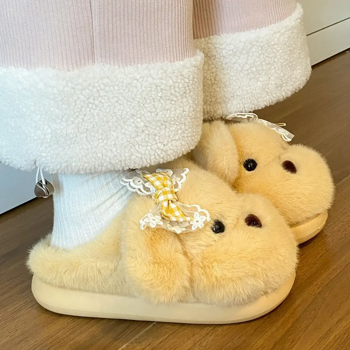 2025 Cartoon Bow Stuffed Cotton Slippers for Girls — feature 25