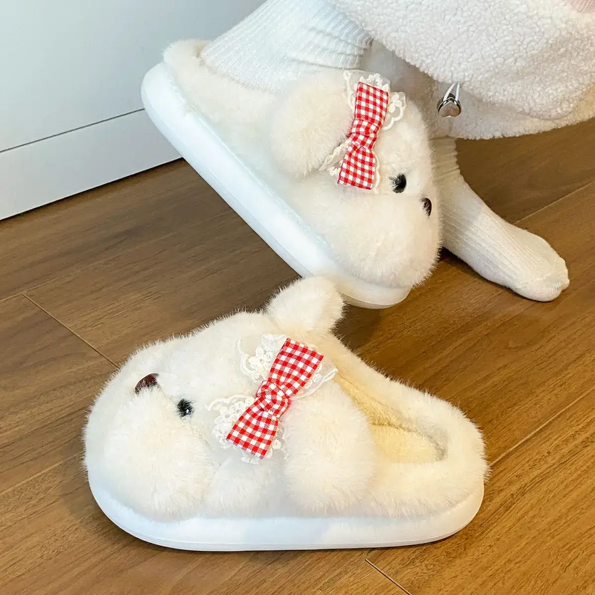 2025 Cartoon Bow Stuffed Cotton Slippers for Girls — feature 29